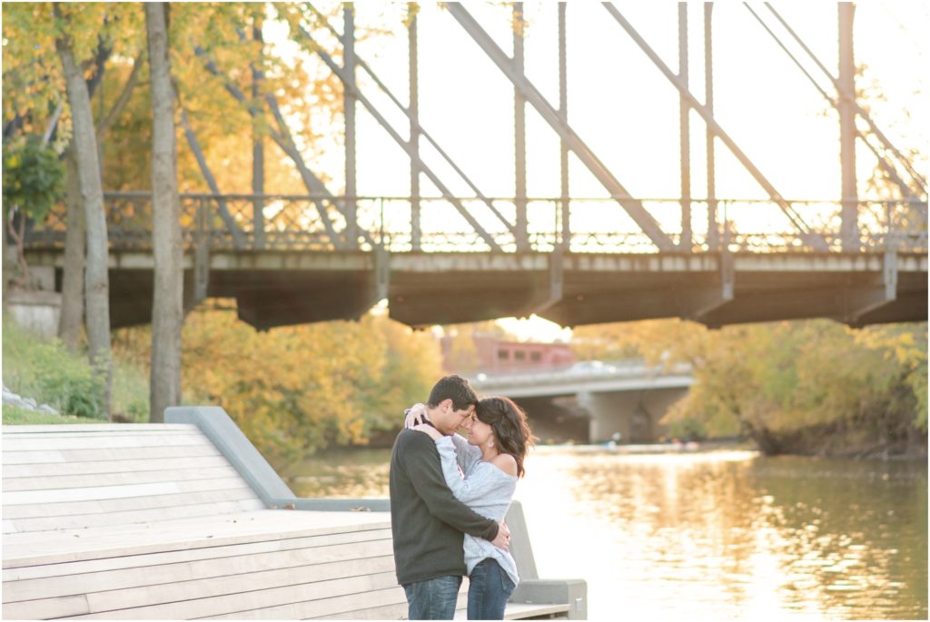Headwaters Park Engagement Pictures and Promenade Park Engagement Photos Sunset Downtown Engagement Session Rose Courts Photography