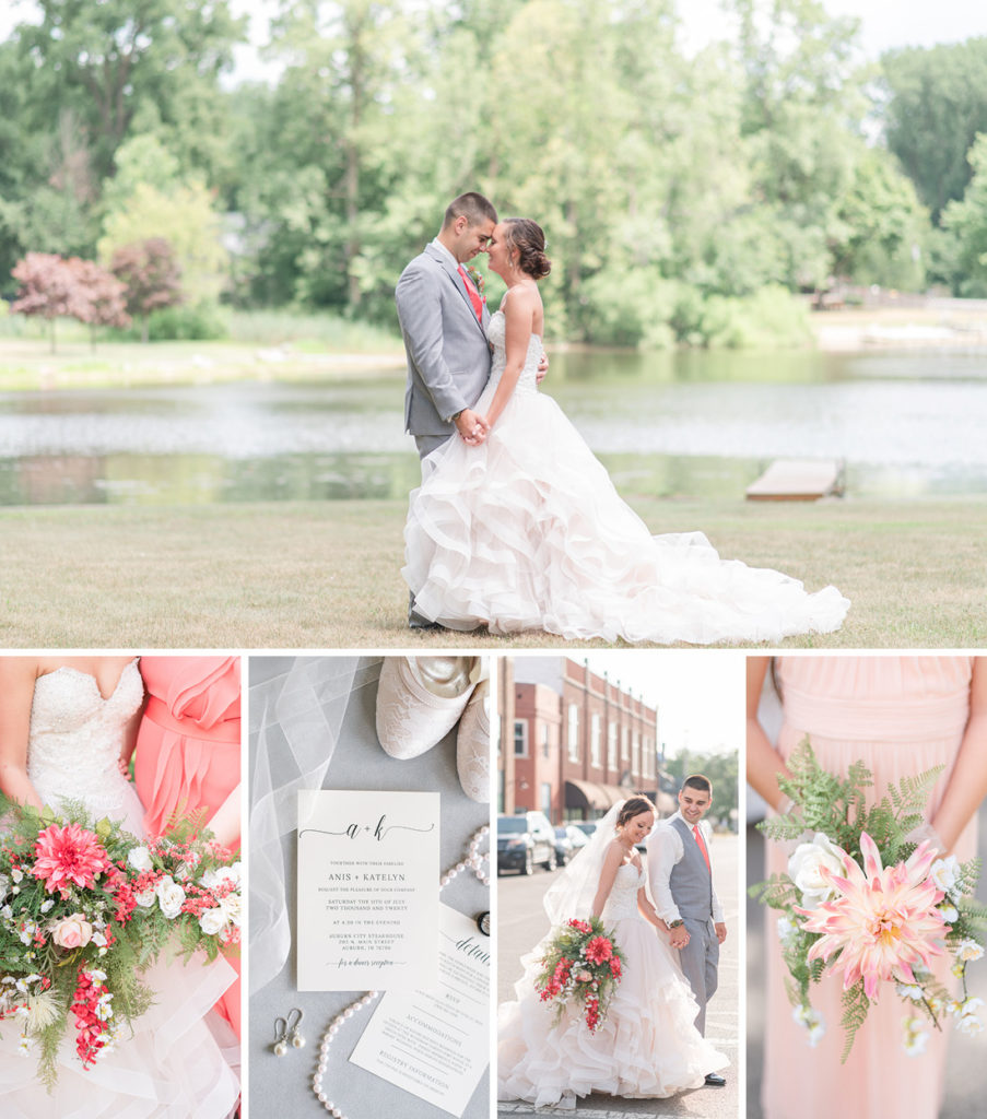 Wedding Photography Grey and Coral Pink Wedding Intimate Foster Park Indiana Wedding Photographer Rose Courts Photography