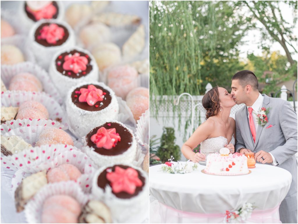 Outdoor Backyard Wedding Reception Blush Wedding Gown Wedding Photography Grey and Coral Pink Wedding Intimate Flower Garden Indiana Wedding Photographer Rose Courts Photography