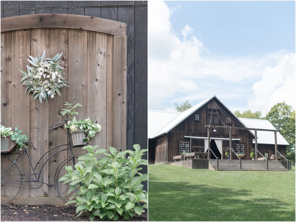 The Barn at Kennedy Farm Wedding with bright, colorful florals and sage green bridesmaids Indiana Wedding Photographer Rose Courts Photography
