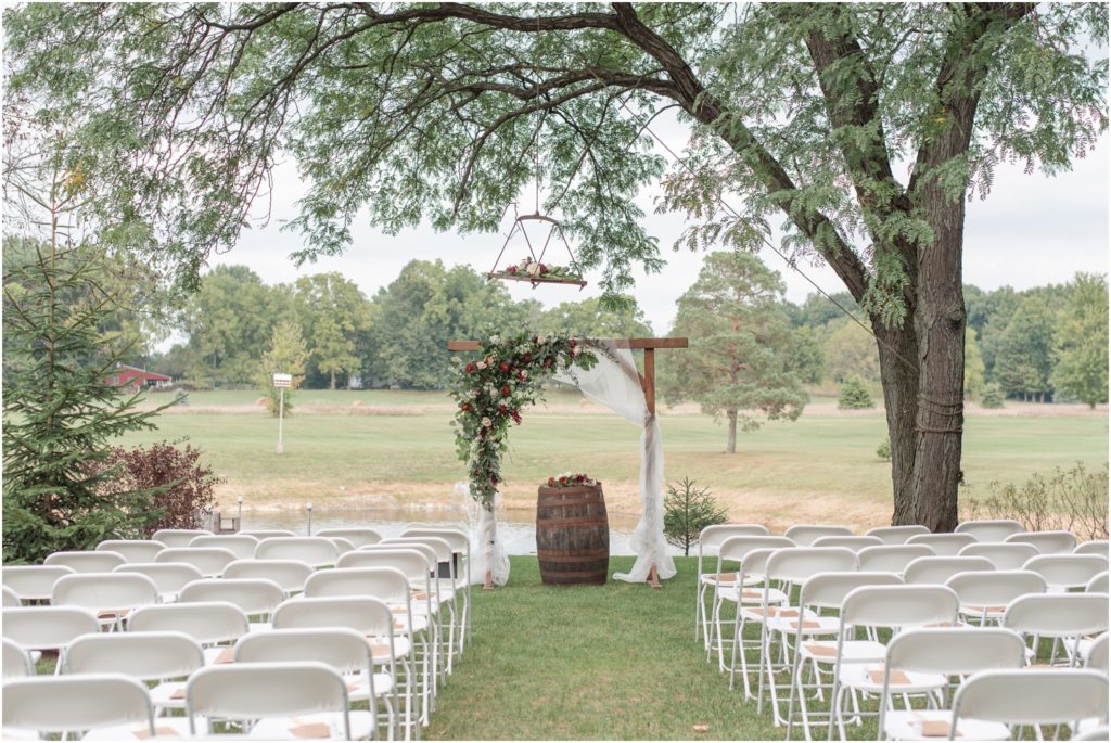 Indiana Wedding Venues Wedding Photography Gold and Burgundy Wedding Venue Red Barn Acres Indiana Wedding Photographer Rose Courts Photography