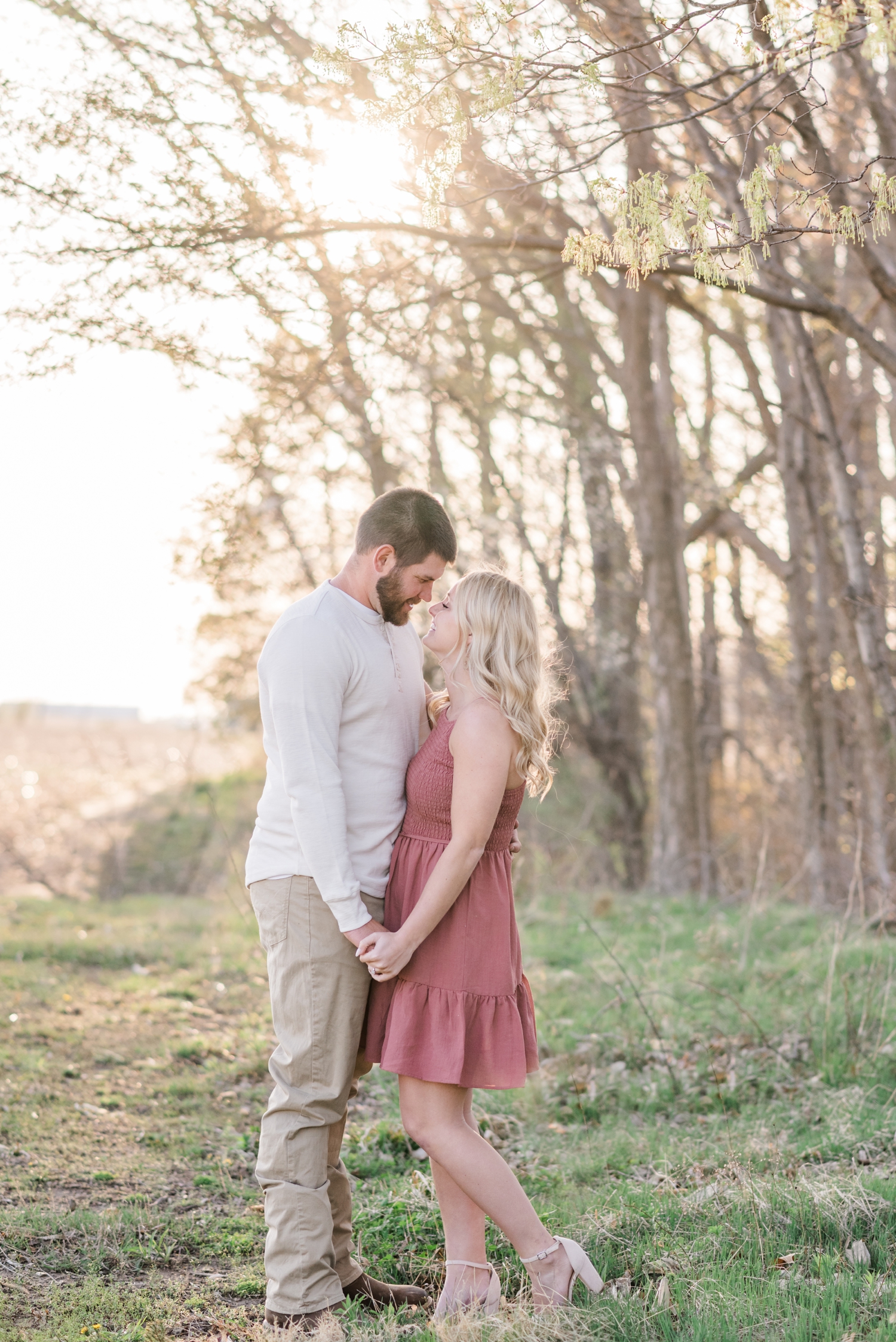 Indiana Engagement - Spring Golden Hour Sunset Country Engagement - Rose Courts Photography