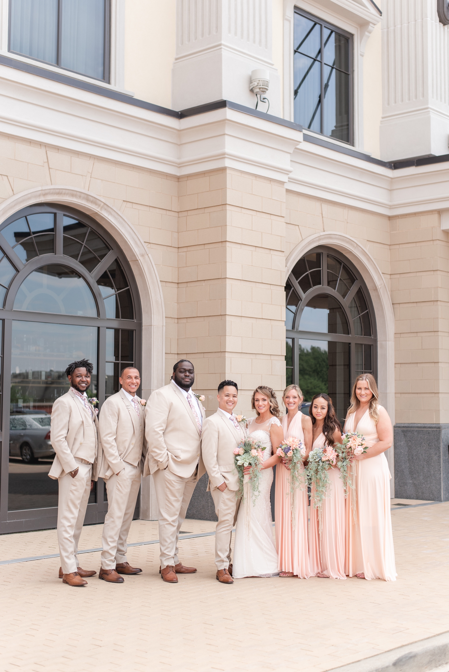Boho Wedding with Peach and Khaki, Succlents and Pampas Grass at BASH in Carmel Indianapolis Indiana Wedding Photographer