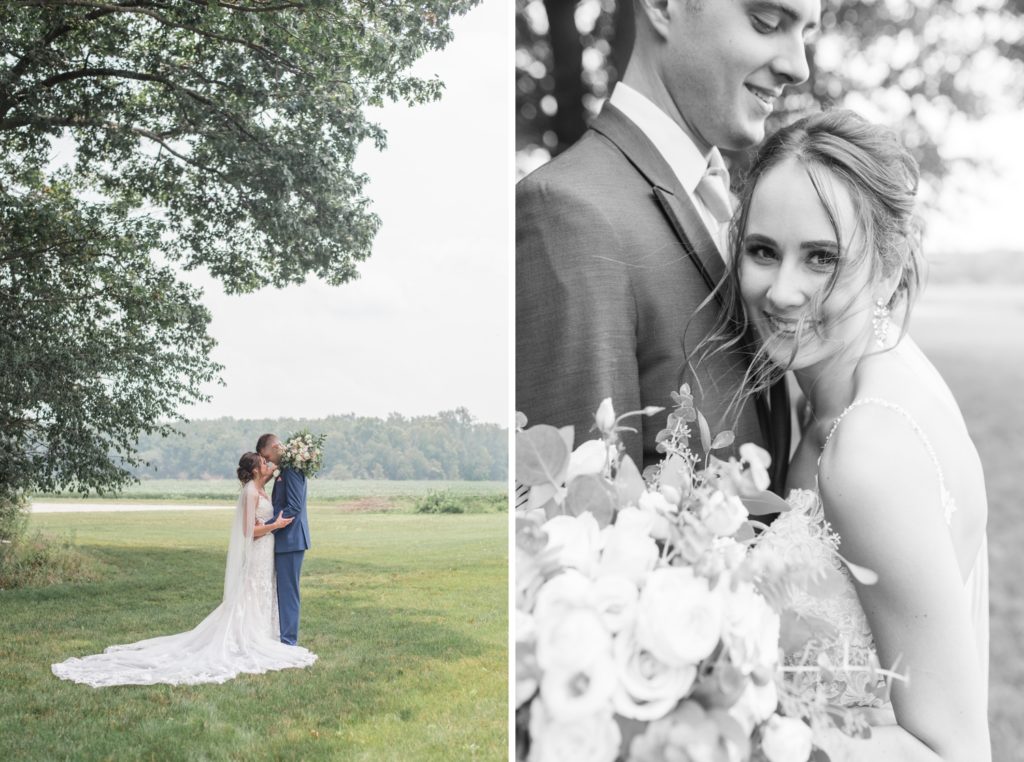 Blush and Dusty Blue Wedding at The Wooded Knot by Courtney Rudicel Wedding Photographer in South Bend