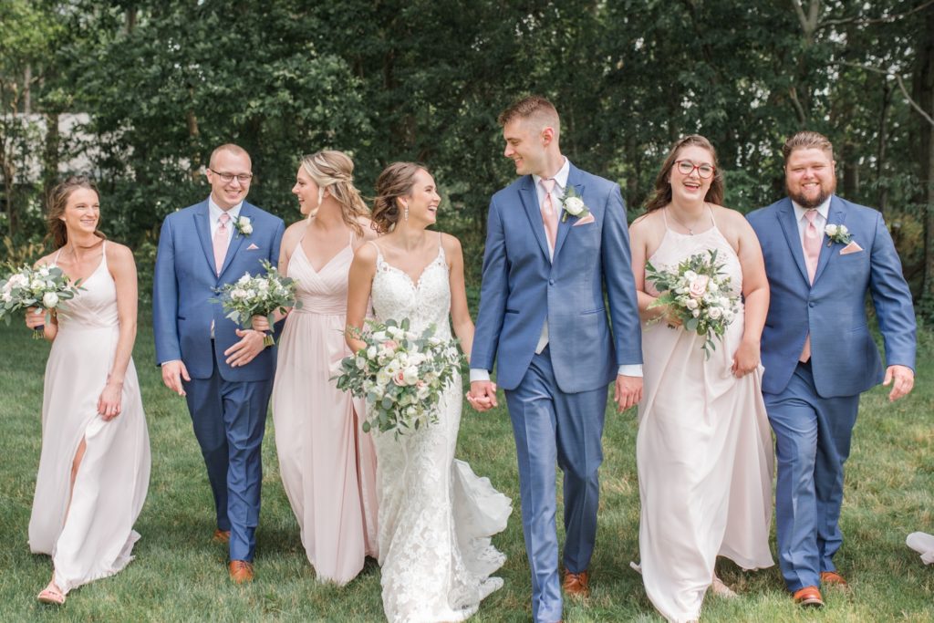 Blush and Dusty Blue Wedding at The Wooded Knot by Courtney Rudicel Wedding Photographer in South Bend