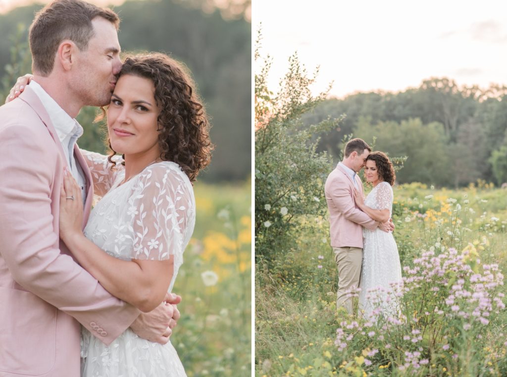 photo of couple in wildflower field at Metea Park Engagement Session by Courtney Rudicel, a wedding photographer in Indiana