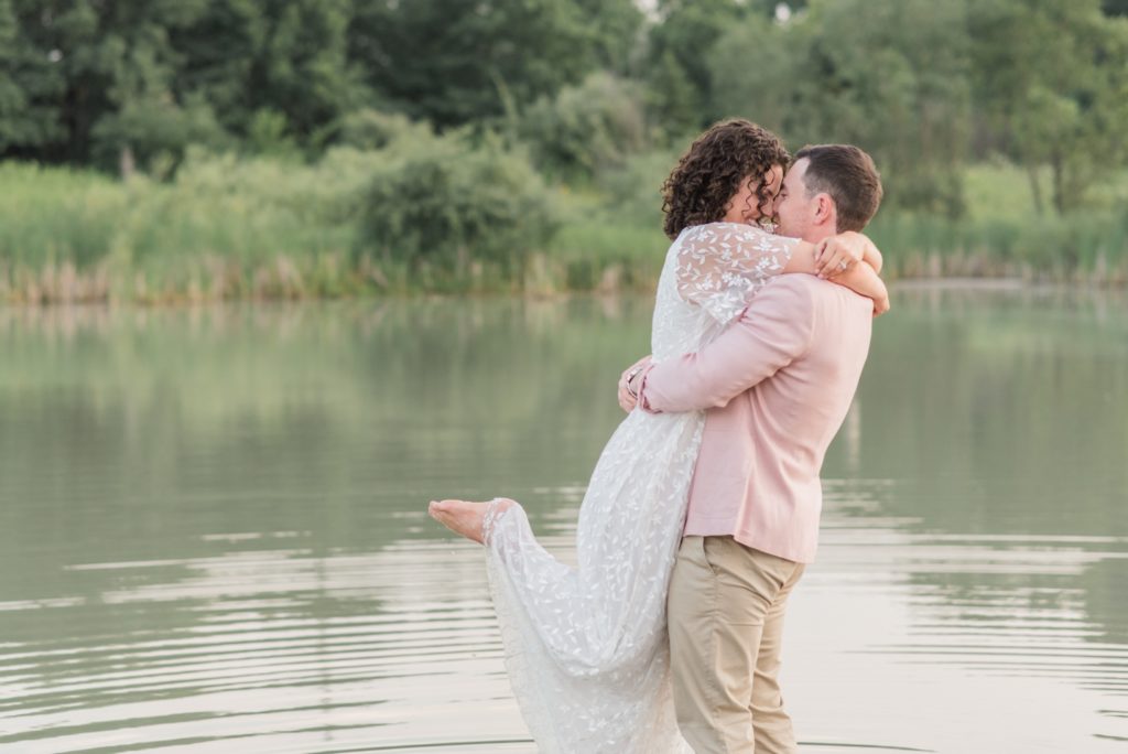 photo of engaged couple at Metea Park Engagement Session by Courtney Rudicel, a wedding photographer in Indiana