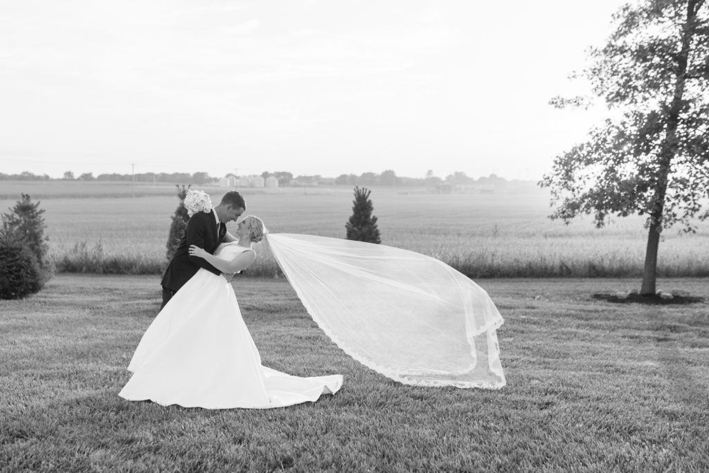 bride and groom sunset photos Indianapolis Indiana wedding by Courtney Rudicel wedding photographer in Indiana
