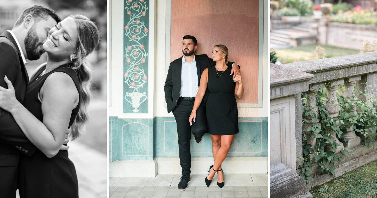 Historic Gardens Formal Attire Engagement Session by Indiana Wedding Photographer Courtney Rudicel