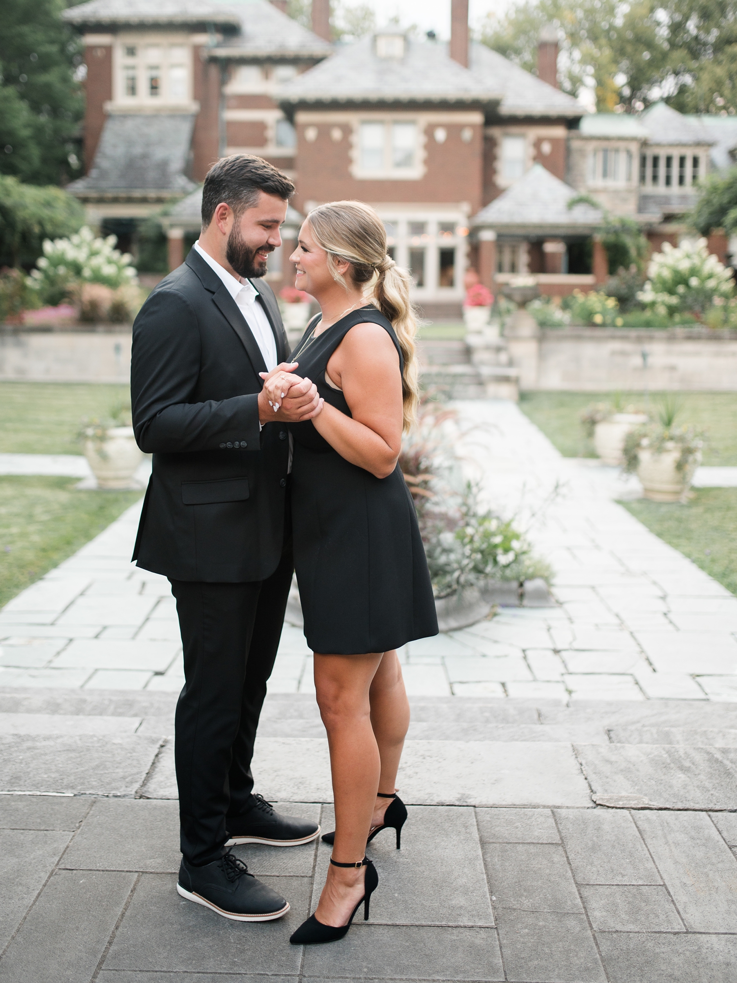 Historic Gardens Formal Attire Engagement Session by Indiana Wedding Photographer Courtney Rudicel