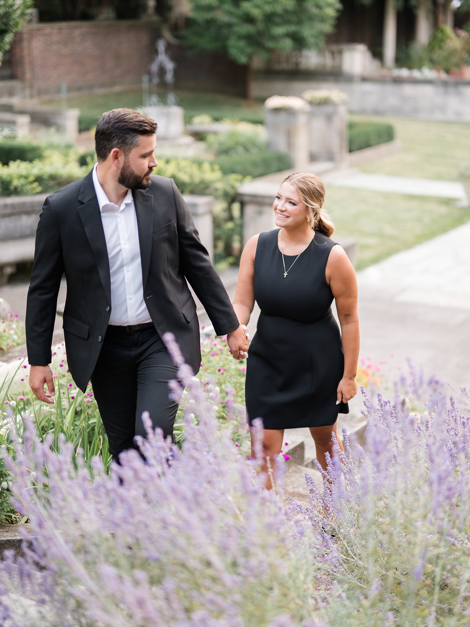 Historic Gardens Formal Attire Engagement Session by Indiana Wedding Photographer Courtney Rudicel