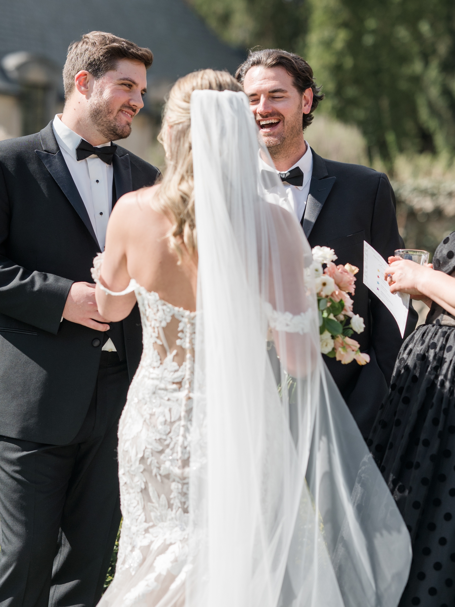 Greencrest Manor mansion cocktail hour in gardens by Michigan Wedding Photographer Courtney Rudicel