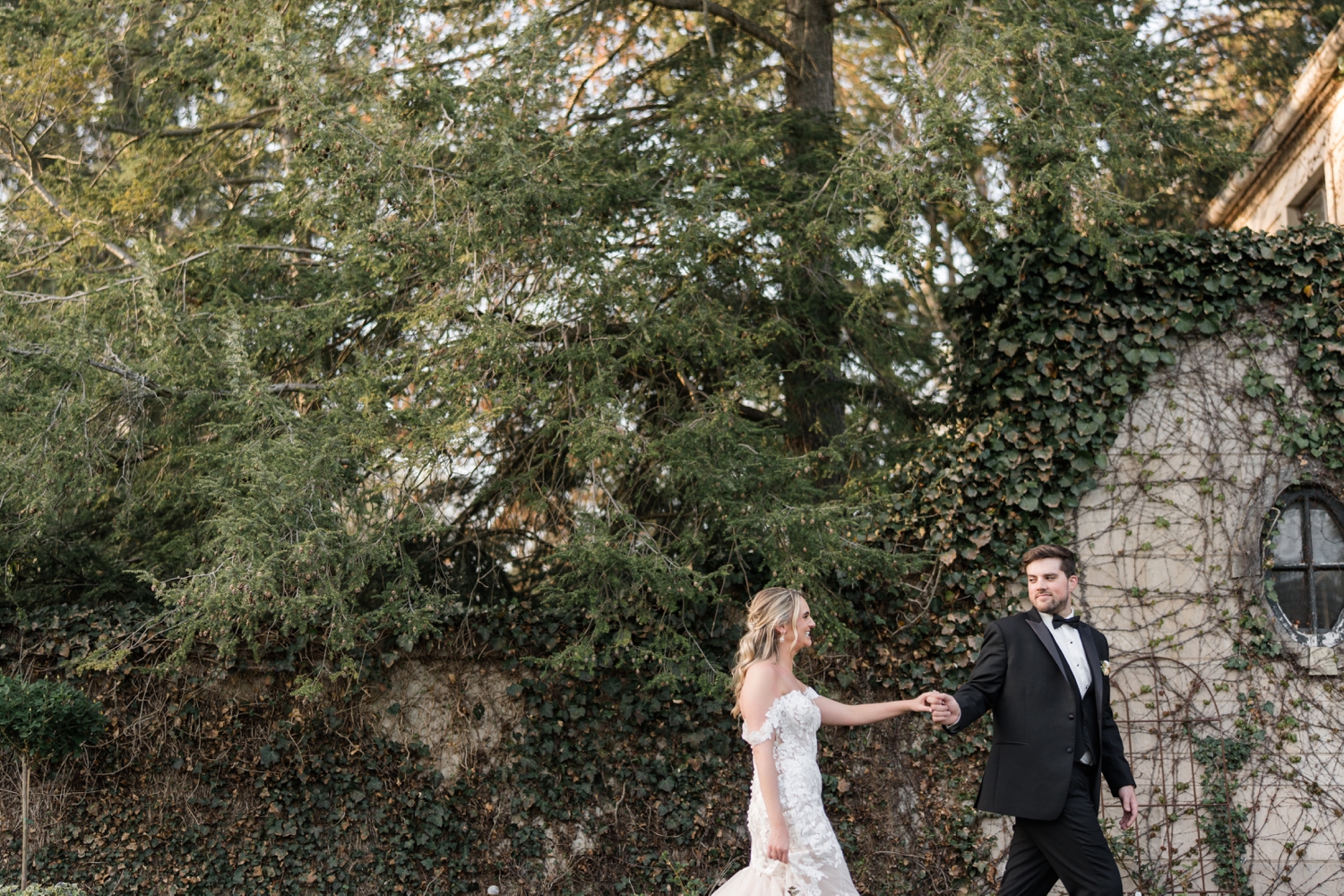 Greencrest Manor sunset black tie bride and groom photos by Michigan Wedding Photographer Courtney Rudicel