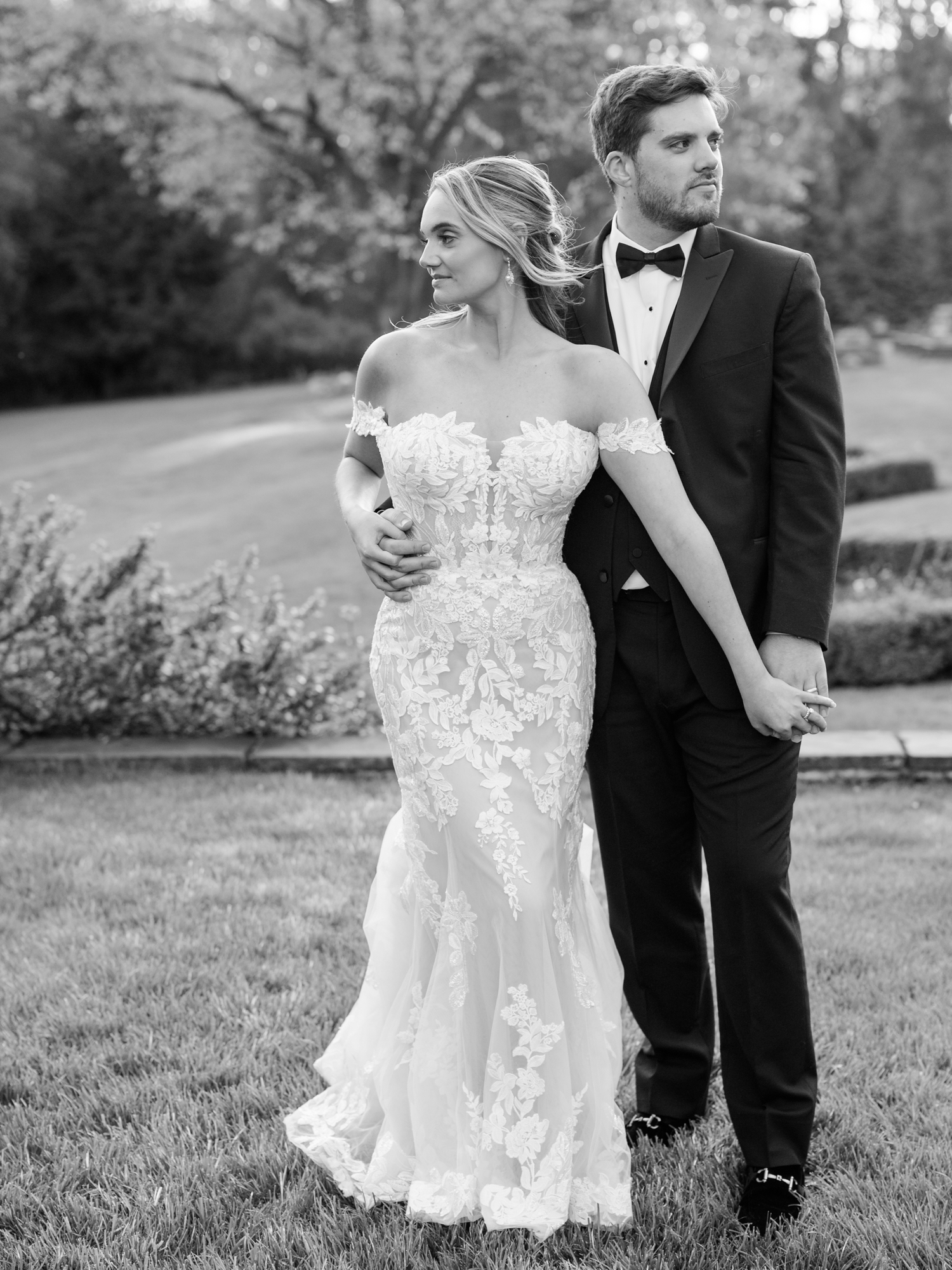 Greencrest Manor sunset black tie bride and groom photos by Michigan Wedding Photographer Courtney Rudicel