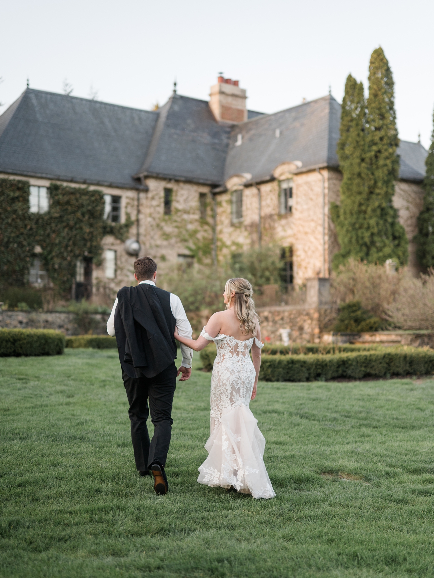 Greencrest Manor sunset black tie bride and groom photos by Michigan Wedding Photographer Courtney Rudicel