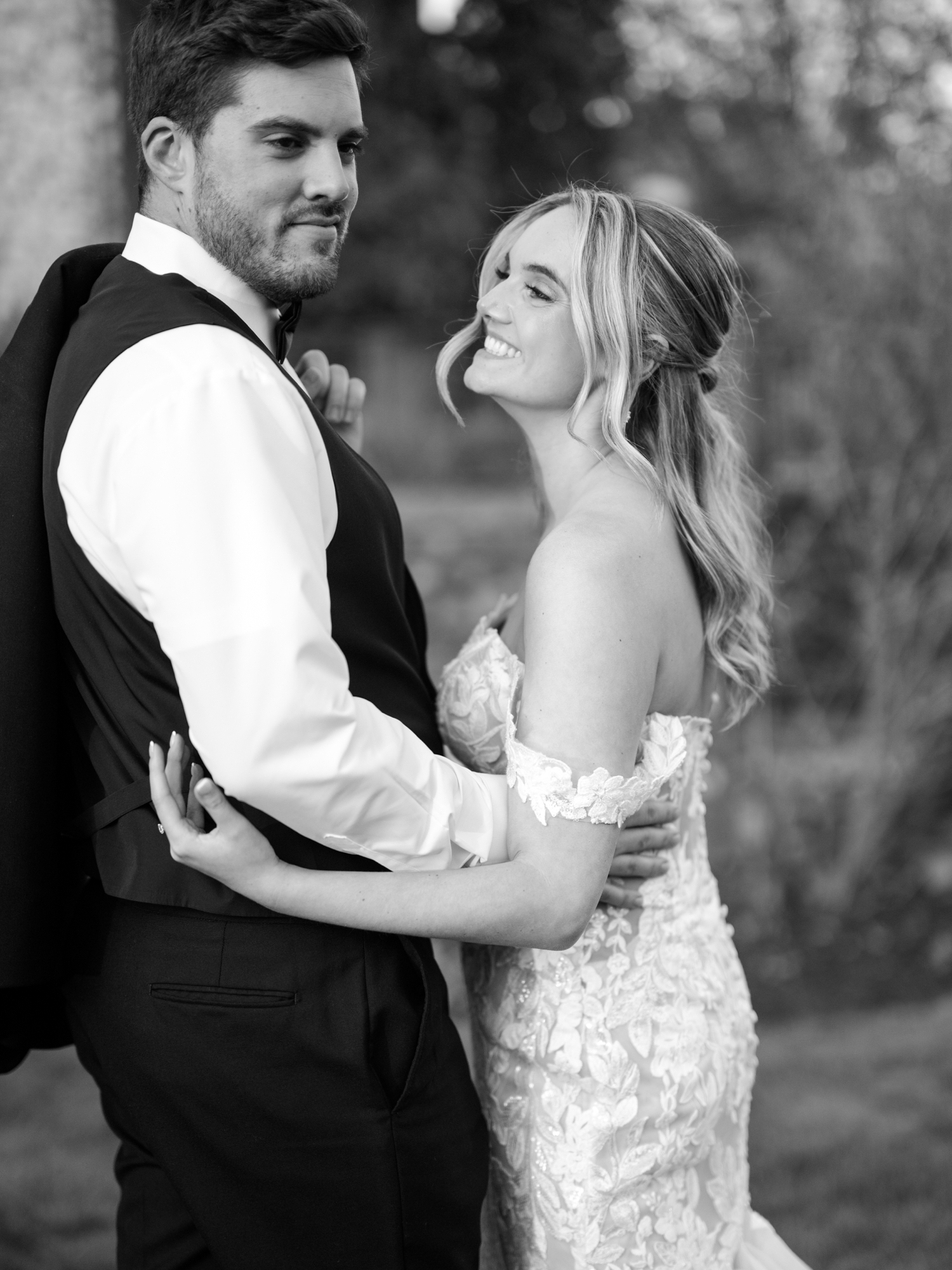 Greencrest Manor sunset black tie bride and groom photos by Michigan Wedding Photographer Courtney Rudicel
