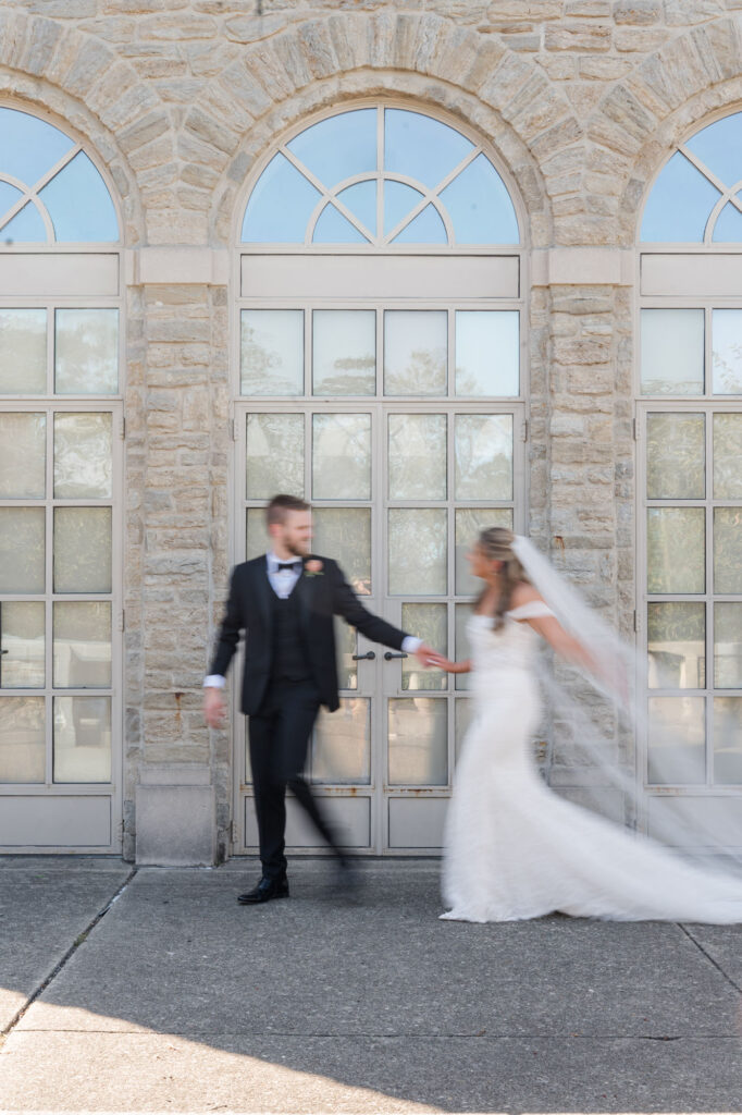 covington hotel wedding​ portraits at a nearby park