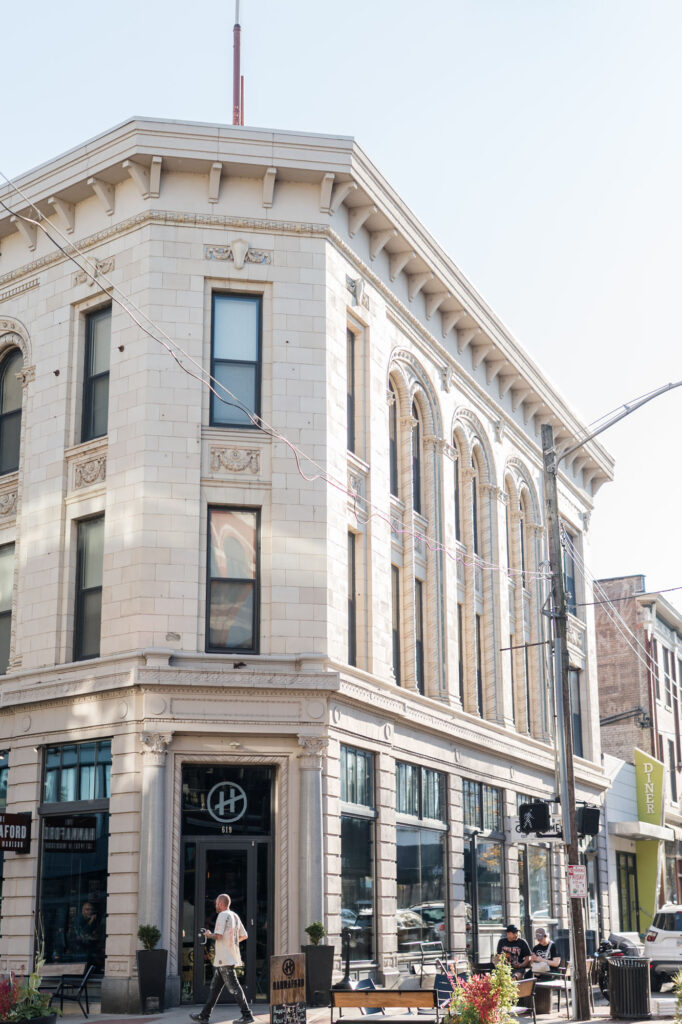 View of hotel covington wedding venue in Kentucky, by Courtney Rudicel