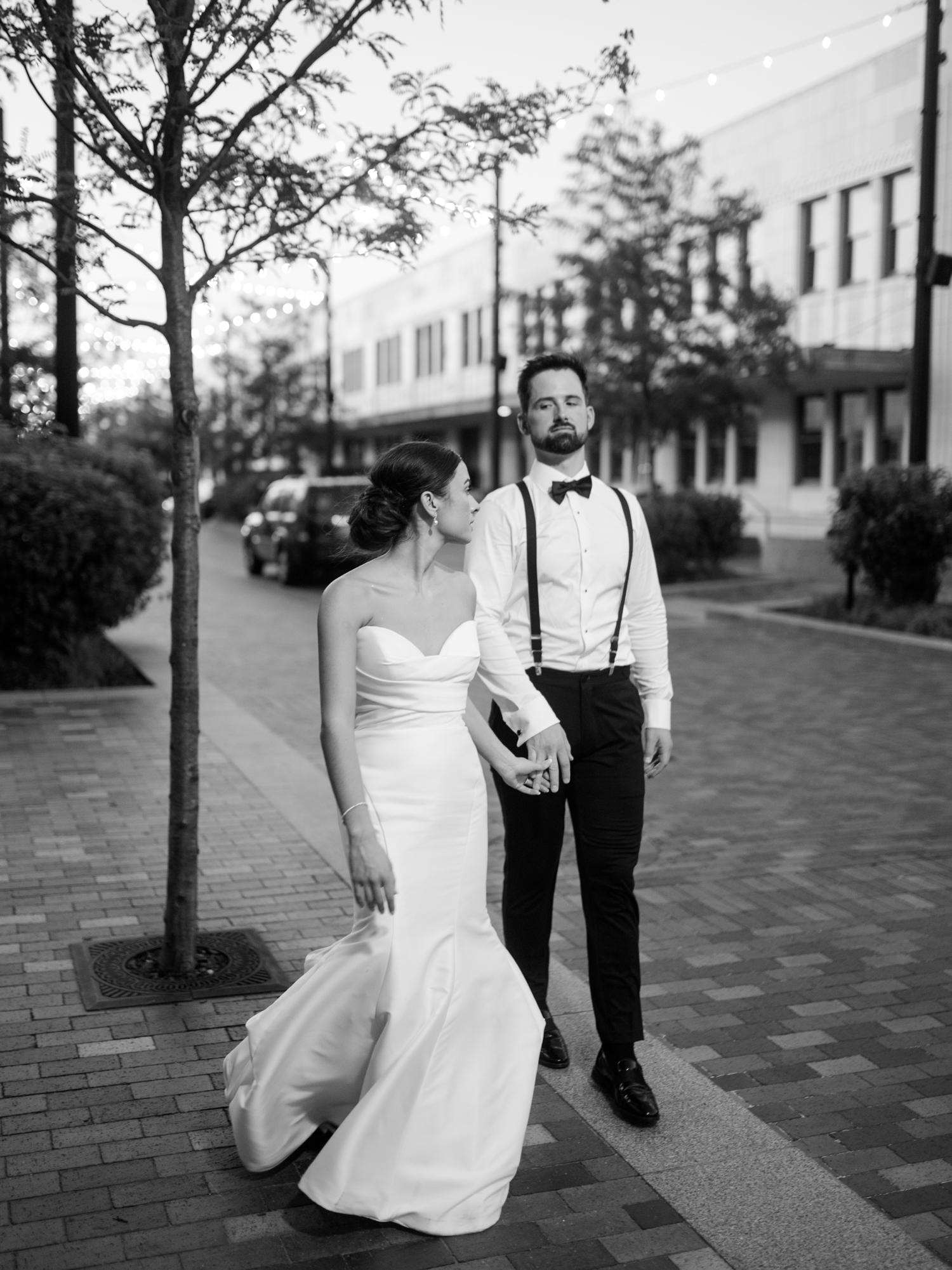 Bride and Groom portraits outside Bottleworks Hotel in Indianapolis Indiana.