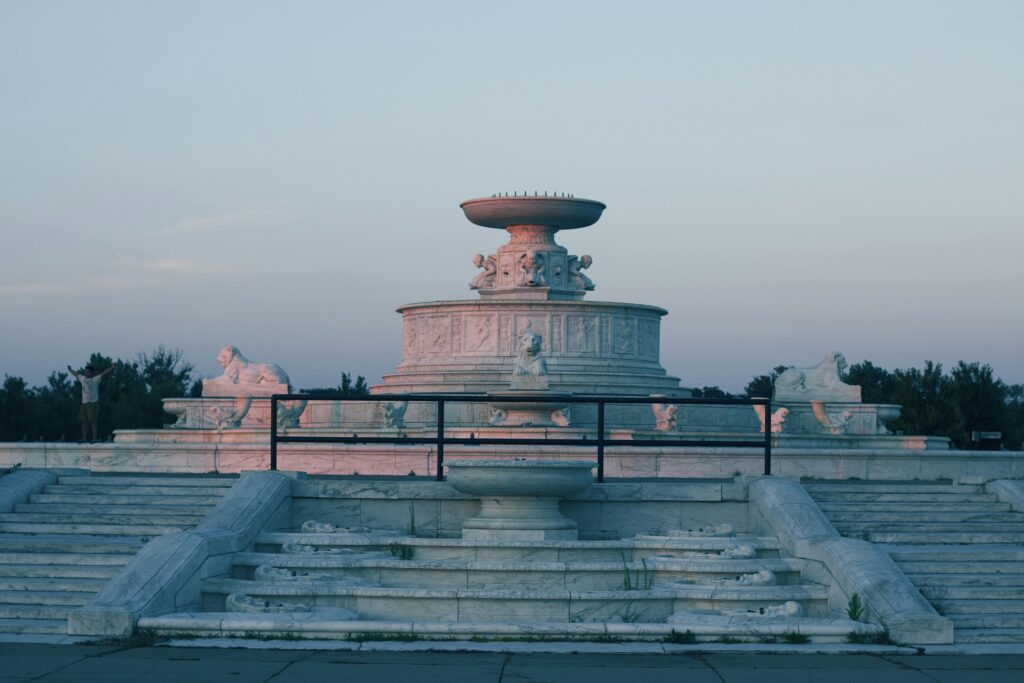 Detroit engagement photos location at the James Scott memorial fountain on belle isle. 