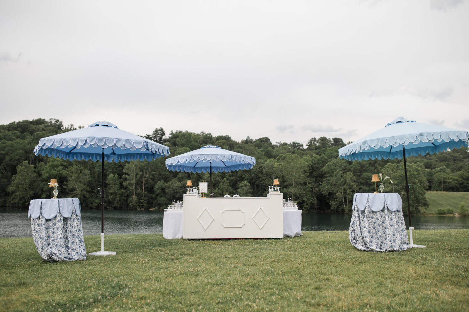 set up of a cocktail area space for a tented wedding in cincinnati